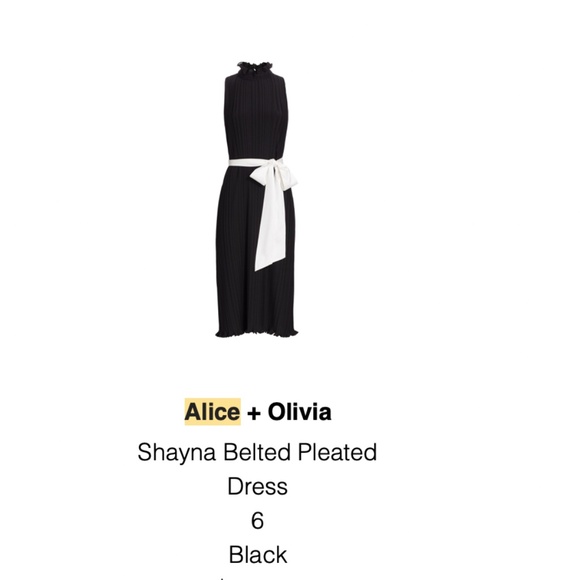 Alice + Olivia Shayna Belted Pleated Dress - NWT - Picture 1 of 11